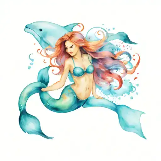 Dolphin And Mermaid