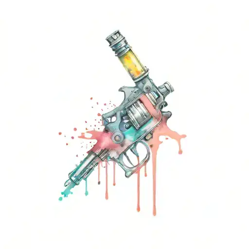 Tattoo Gun Dripping Ink Splatter Cherry