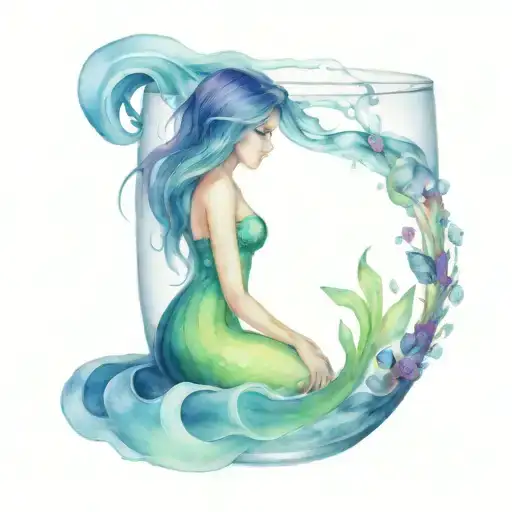 Mermaid In A Glass Of The Sea