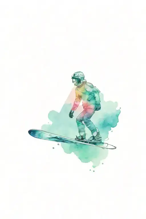 Snowboard And Ocean Acombination Triangle Outline Intertwined