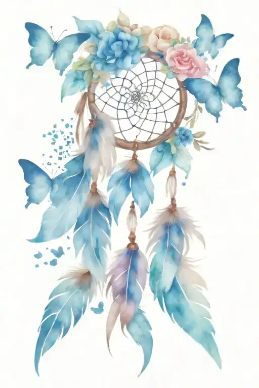 Dreamcatcher With Butterflies And Flowers