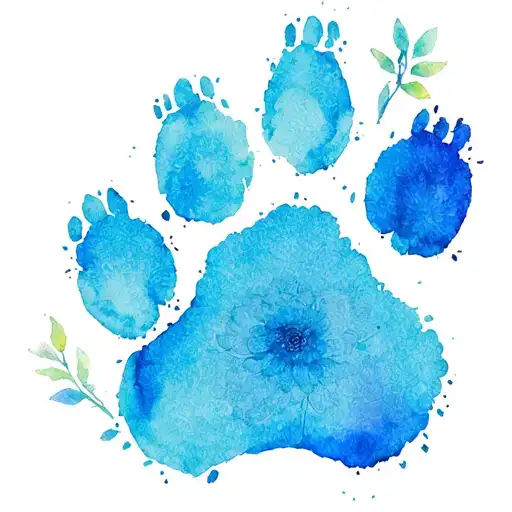 Flowers And Dog Paw Print
