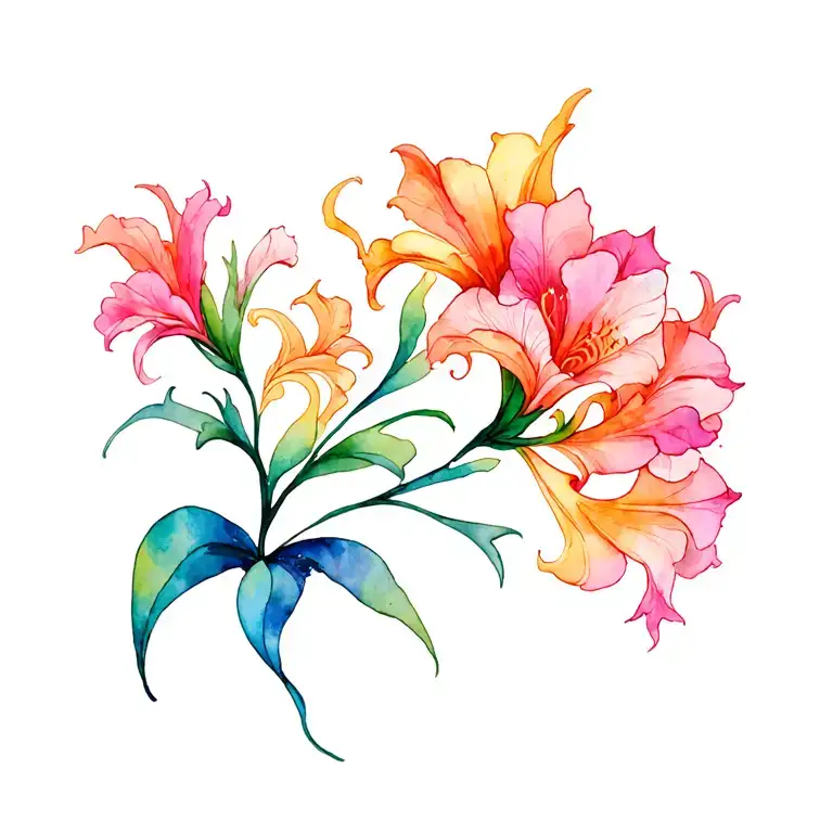 Gladiolus Flower With Abstract Dragon Flying