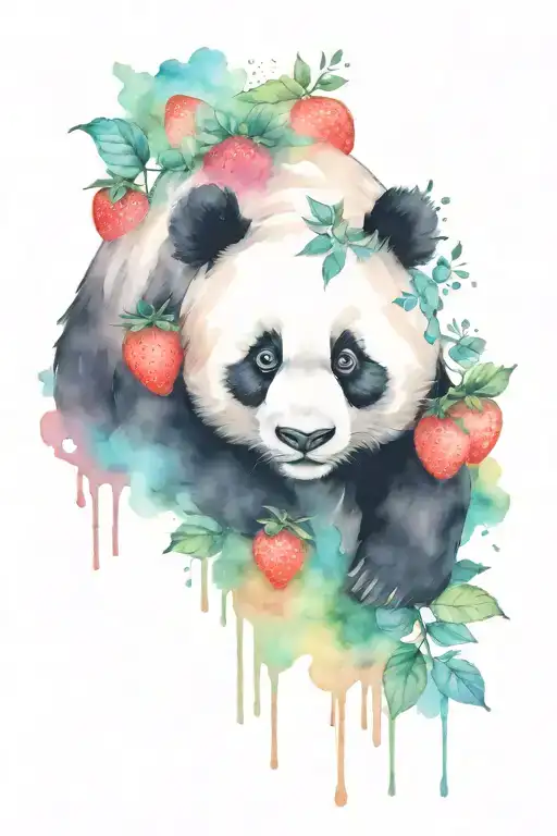 Panda And Strawberry