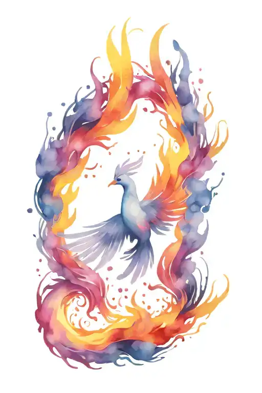 Phoenix With Watercolor Blots