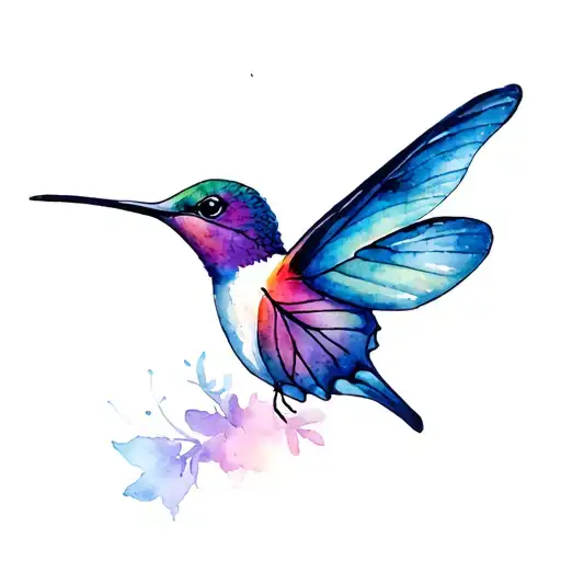 Colibri Flying Butterfly In Color