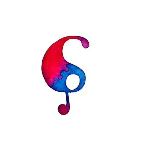 Generate A Picture Of A Semicolon With Red Fading To Blue Inside The Semicolon