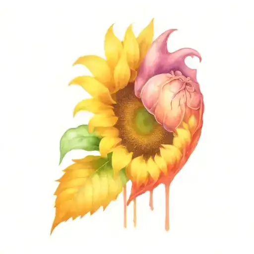 Half Human Heart And Half Sunflower Incorporated