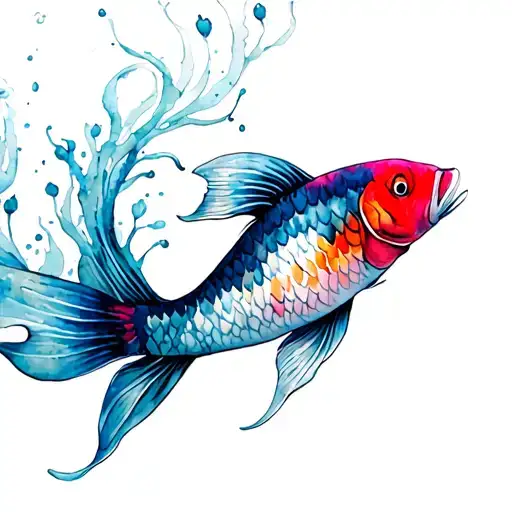 Koi Fish Floral Wispy