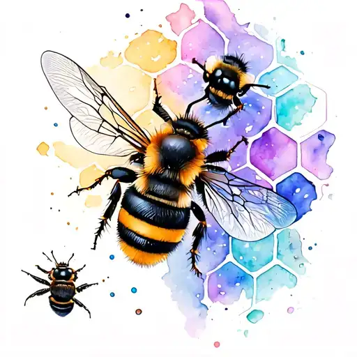 Bumblebee And Honeycomb In Space