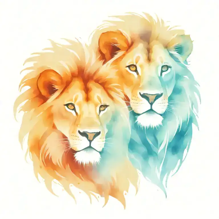 2 Headed Lion With Love In Eyes Looking