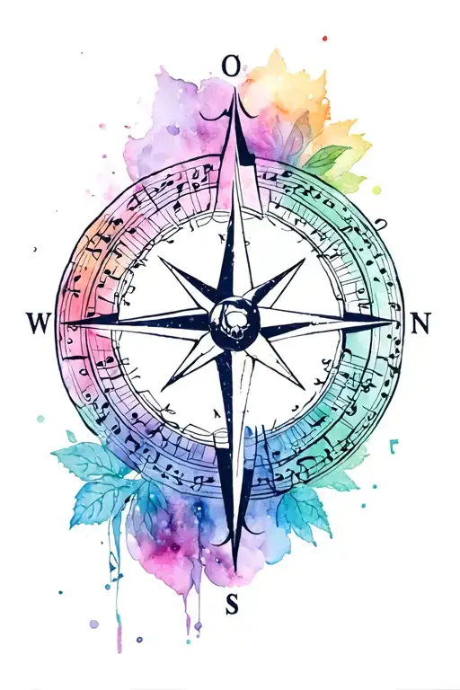 Rose Of Wind Rose Compass With Music And Skull