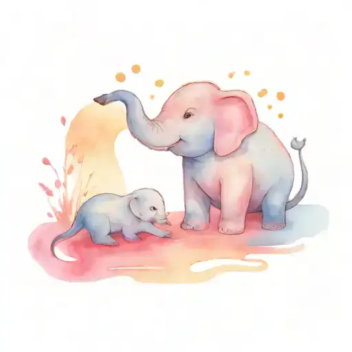 Otter And Elephant Playing
