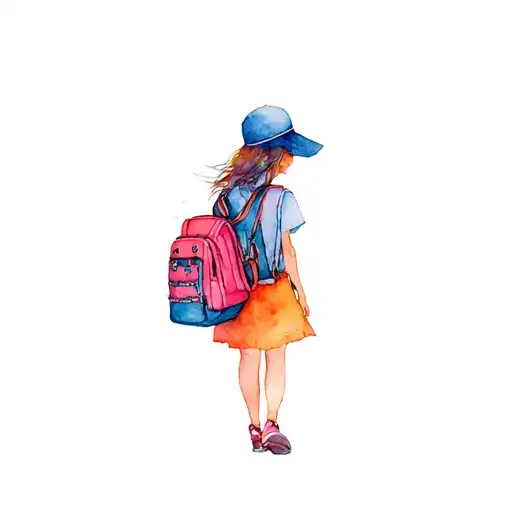 Travel And Aventure Girl Backpack Walking