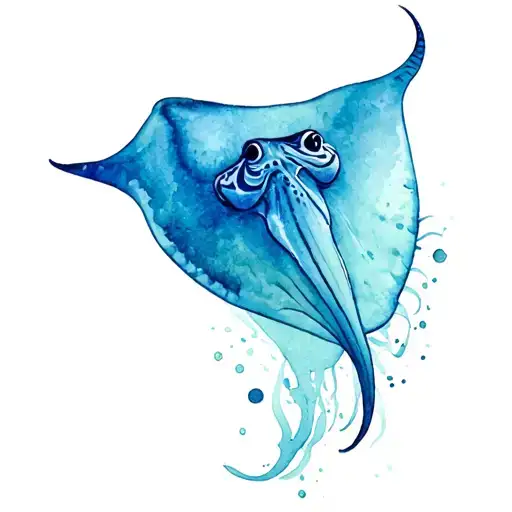 Stingray Whit An Ocean Waves