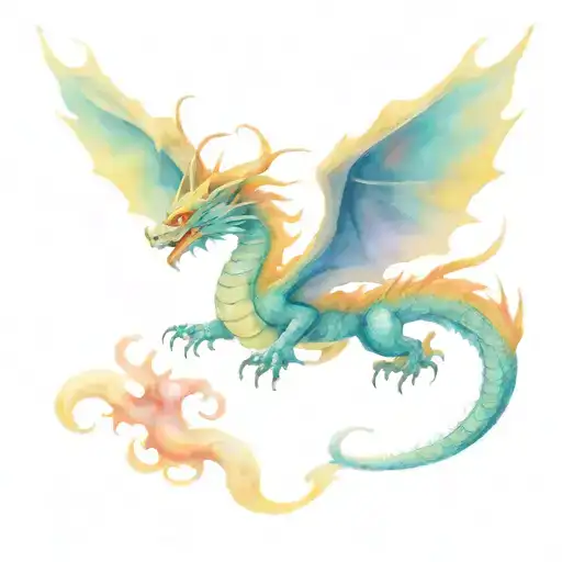 Chinese Dragon With Flying Angel Wings