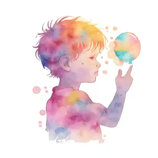 Little Boy Silhouette With Bubbles