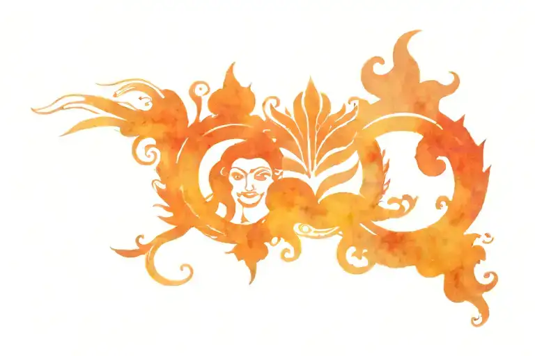 Hindu God Symbol With Faces Of Gods Making The Symbol