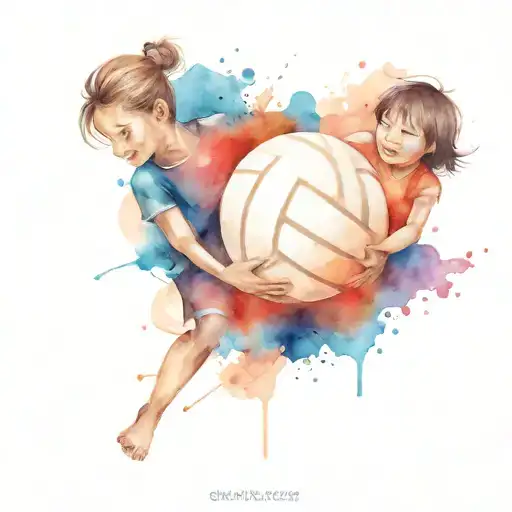 Children Mom Dad Volley Ball