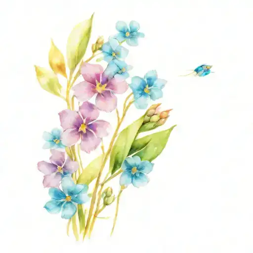 Forget Me Nots And Cat Paw Print