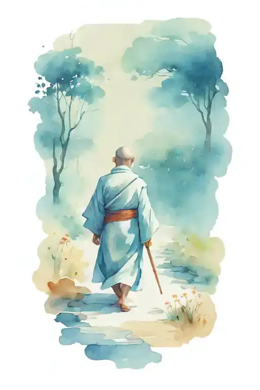 Wandering Monk Walking Towards