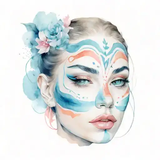 Face Tattoo With White Background