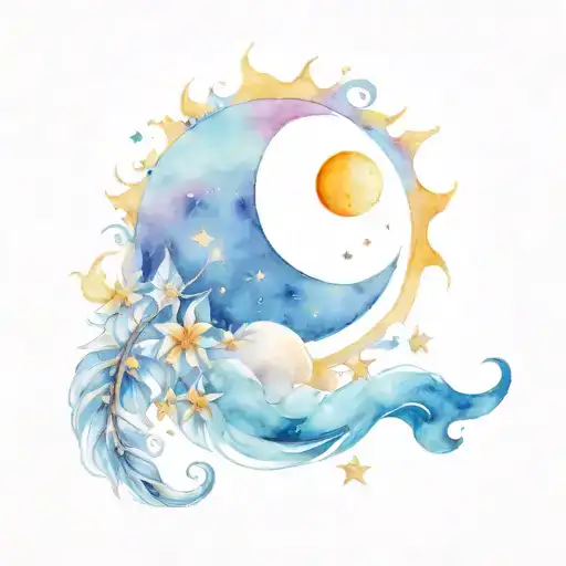 Sun Hugs The Moon And Stars