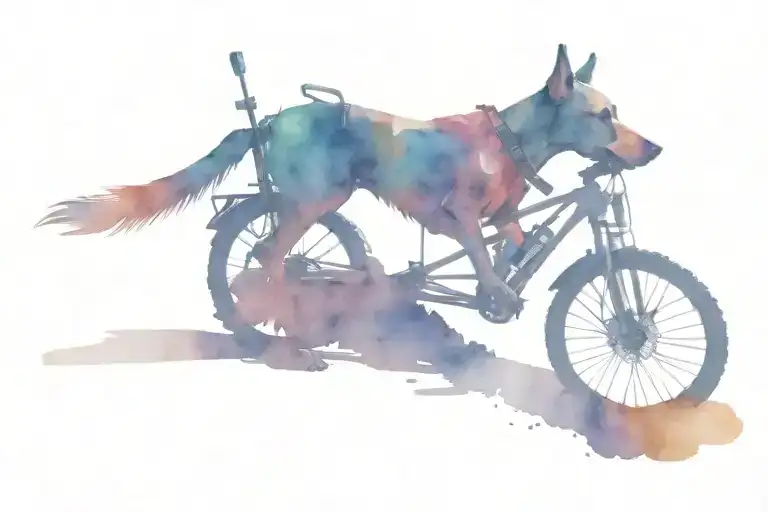 Dog Mountain Bike With Gun Playing Piano