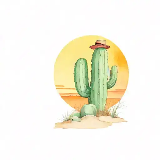 Cactus In A Northeastern Brazilian Landscape With Hot Sun And A Lampiao Hat