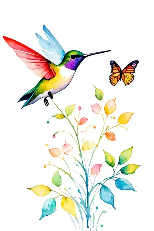 Hummingbird With Butterfly