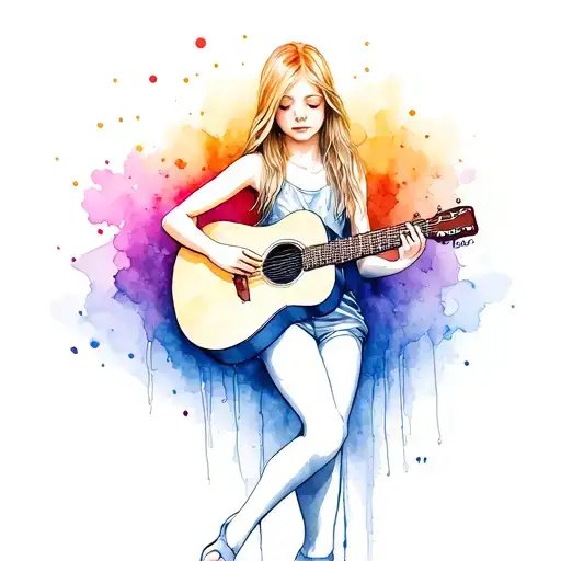 Young Blonde Girl Playing Guitar Strings