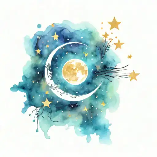 Starry Eyed Moon Surrounded By Stars