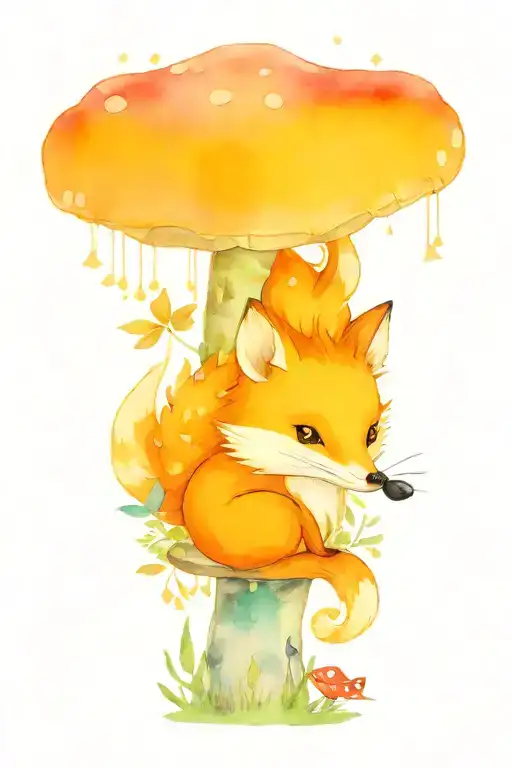 Fairytale Fox Hedgehog Fairy Mushroom Trees
