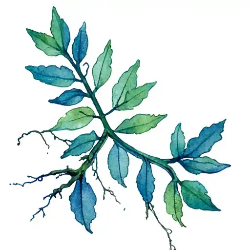 Clary Sage Sprig With Roots Like The Tree Of Life Without A Background