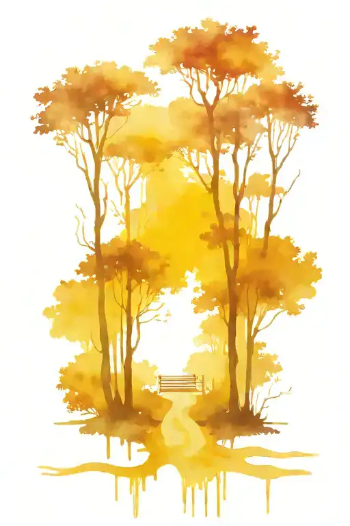 A Forked Path In A Yellow Forest