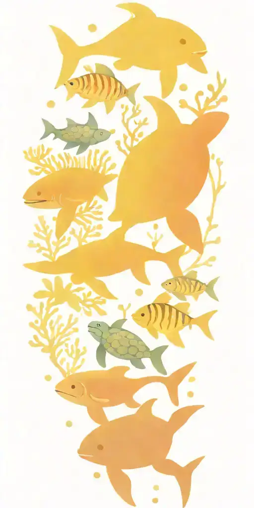 Ocean Turtle Shark Fish Coral