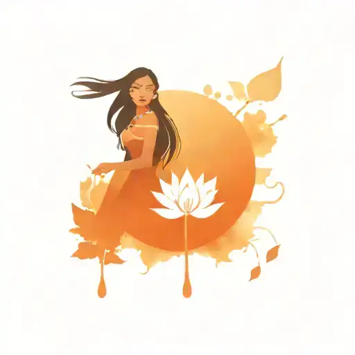 Pocahontas With Lotus Flower