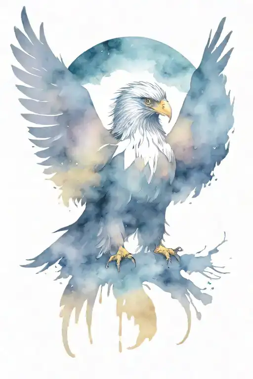 Silhouette Of Eagle With A Midnight Sky Inside