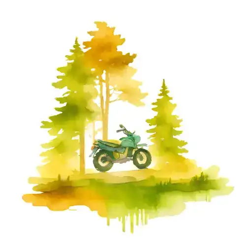 Motorcycle With Atv And Forest