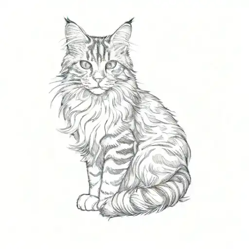 A Mainecoon Cat With A Curled Tail