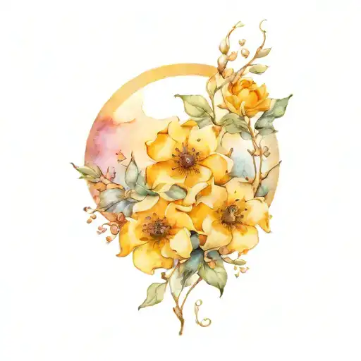 Witchy Moon And Flowers Intertwined