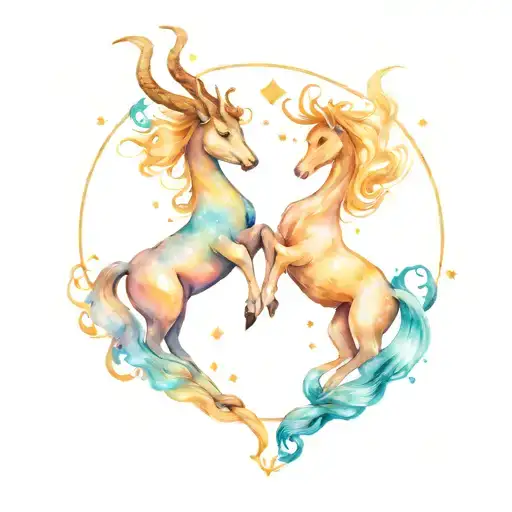 Capricorn Constellation Intertwined Hearts