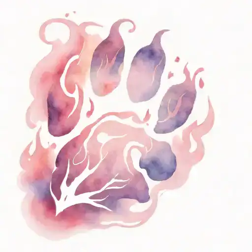 Dog Paw With Fire Flames