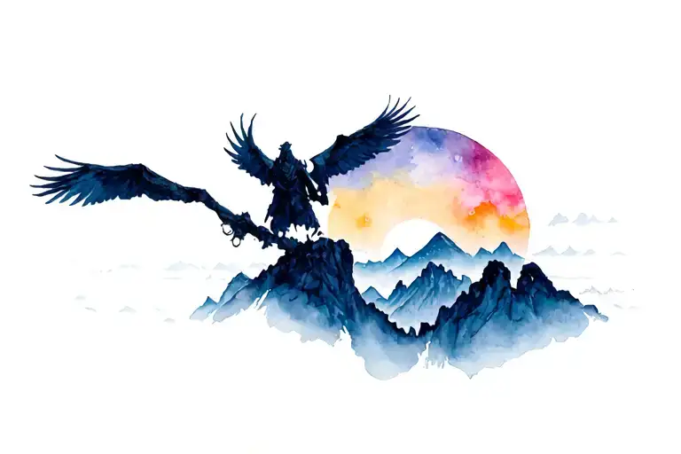 Reaper Overlooking Mountains