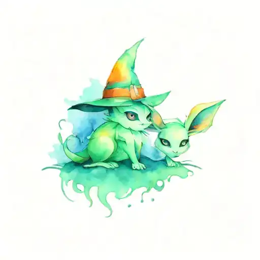 Leafeon With A Witch Hat And Pumpkin King N