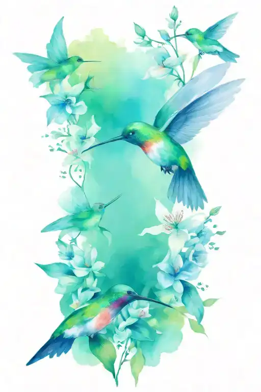 Flowers And Humming Bird