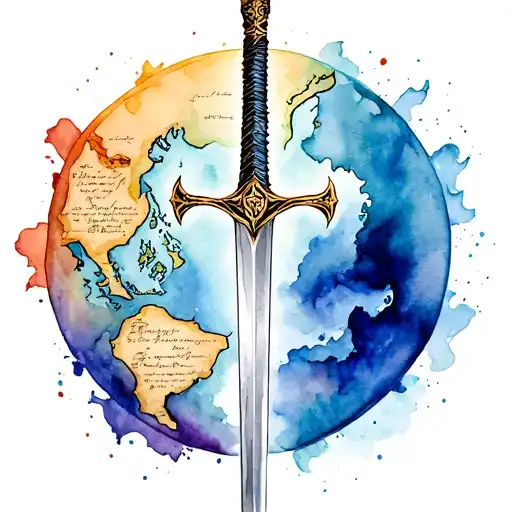 Fantasy Map With Sword Going Through It