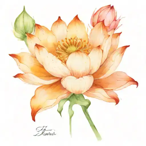 Japanese Lotus Flower With Satori Written Beneath It