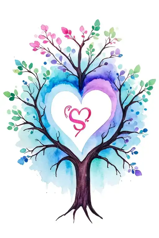 Coulored Family Tree With A Heart And A Small S Embedded In A Branch