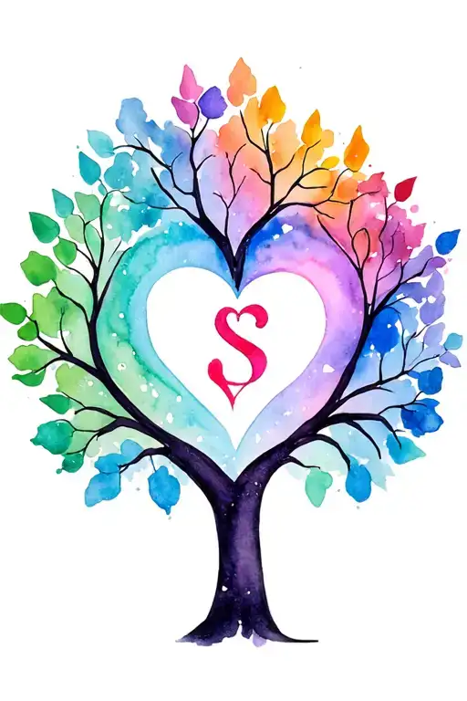 Coulored Family Tree With A Heart And A Small S Embedded In A Branch